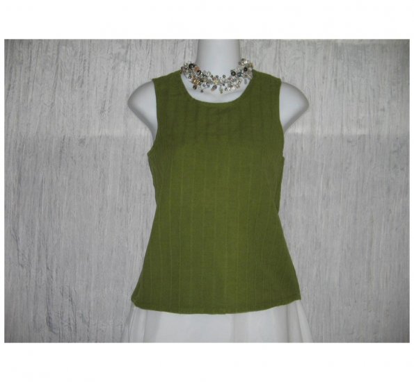 Jeanne Engelhart FLAX Green Linen Cotton Tank Top Shirt Petite P