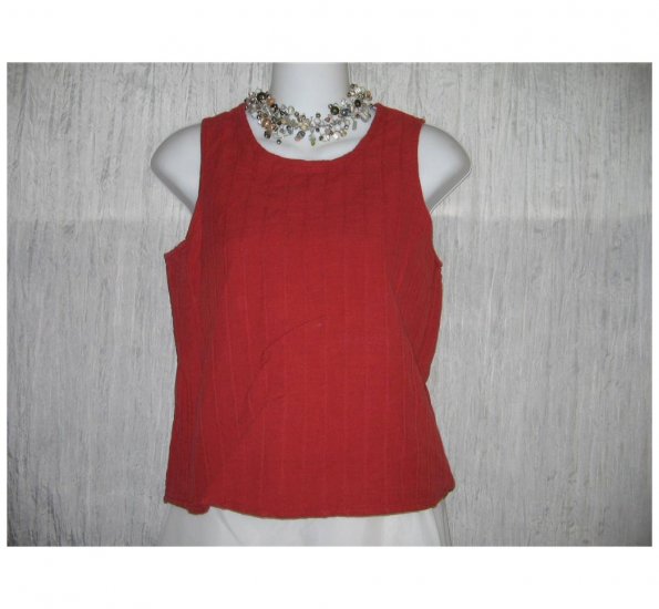 Jeanne Engelhart FLAX Red Linen Cotton Tank Top Shirt Petite P