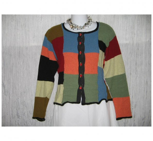 Neesh by D.A.R. Rainbow Striped Sweater Merino Wool MEDIUM M