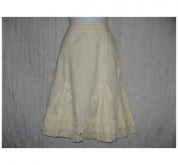 Angie Full Fluttery Cream Lace Ruffle Stitched Knee Skirt Large L