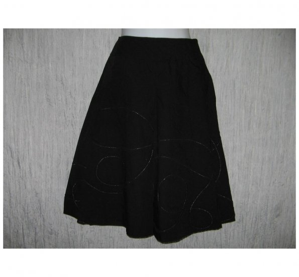 Talbots Full Fluttery Black Circle Stitched Knee Skirt 8