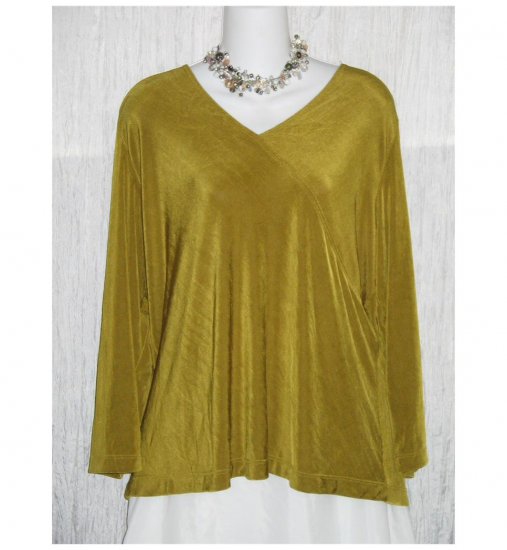 Citiknits Slinky Olive Green Tunic Top Shirt X-Large XL