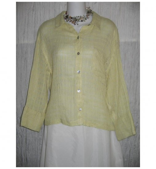 CHICO's DESIGN Pale Green Airy Linen Button Shirt Tunic Top Jeanne Engelhart 1 S