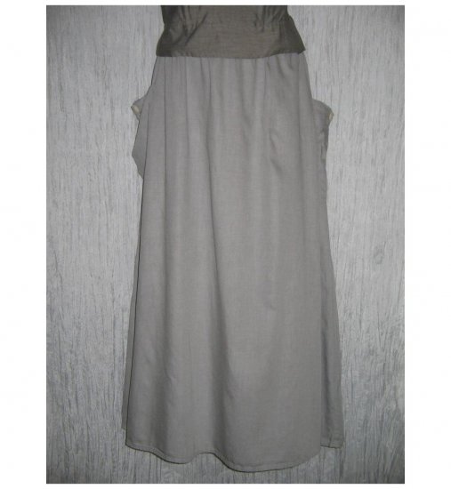 NWT FLAX Long & Full Soft Cotton Gray Pocket Skirt Jeanne Engelhart 1G