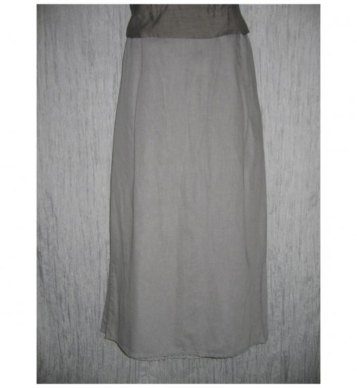 NWT FLAX Long & Full Soft Cotton Gray Button Skirt Jeanne Engelhart 1G