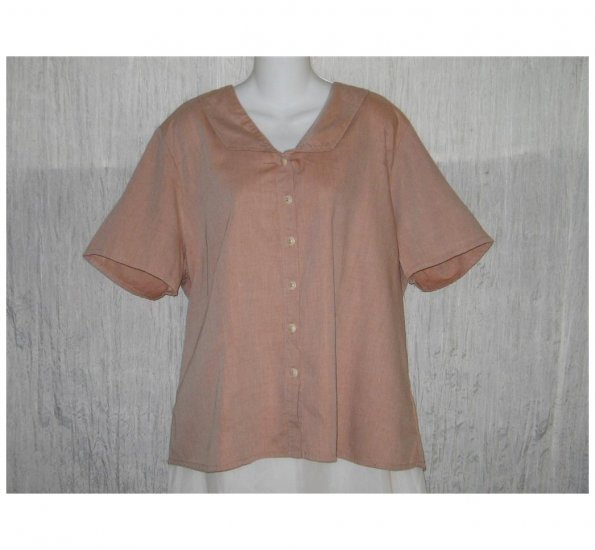 NWT FLAX Soft Cotton Blush Button Shirt Tunic Top Jeanne Engelhart 1G