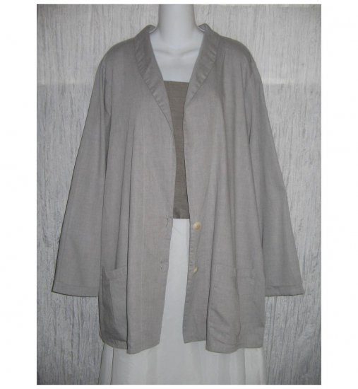 NWT FLAX Soft Cotton Gray Tunic Jacket Blazer Jeanne Engelhart 1G