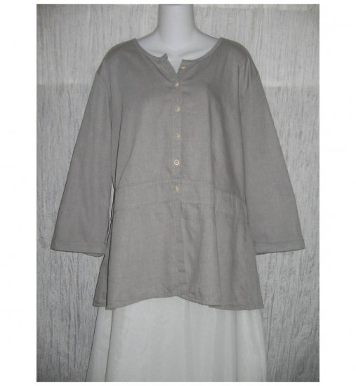 NWT FLAX Soft Shapely Cotton Gray Tunic Top Jacket Jeanne Engelhart 1G