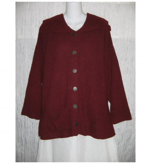 FLAX by Angelheart Merino Wool Cardigan Sweater Jeanne Engelhart S M