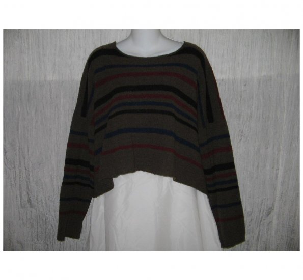 Flax by Angelheart Cropped Wool Lagenlook Sweater Jeanne Engelhart S M