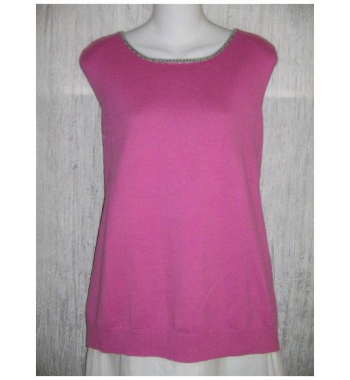 Quacker Factory Pink Sequin Trim Tank Sweater 1X