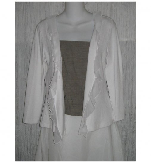 Nally & Millie Open White Ruffle Trim Cardigan Sweater X-Large XL