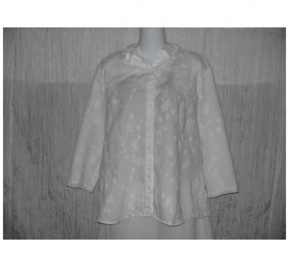 E-Col-O-Gie ecologie White Linen Button Shirt Tunic Top X-Large XL