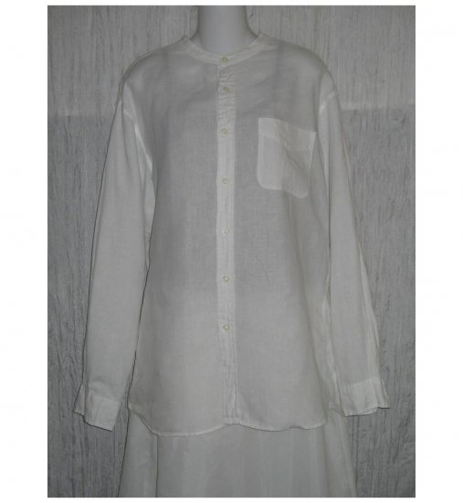 J. Crew White Linen Button Shirt Tunic Top Medium M