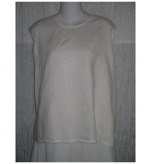 FLAX White Linen Tank Top Shirt 3 Generous 3G