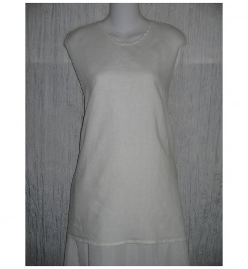 FLAX White Linen Tank Top Shirt 3 Generous 3G
