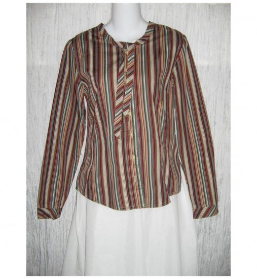 NWT Solitaire Shapely Striped Cotton Button Shirt Tunic Top Medium M