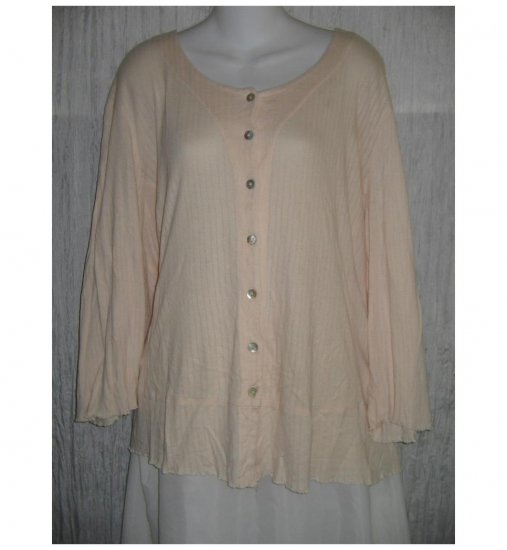Jeanne Engelhart FLAX Pink Cotton Modal Button Shirt Tunic Top 2G