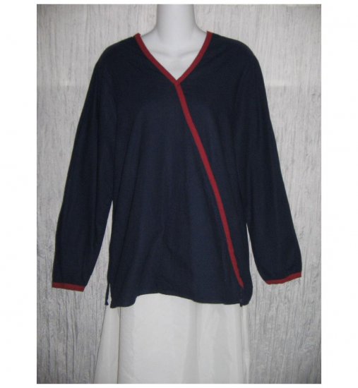 Jeanne Engelhart FLAX Cotton Diagonal Pocket Shirt Tunic Top Small S