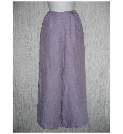 FLAX by Jeanne Engelhart Purple LINEN Sailoring Pants Wide Leg Floods Medium M