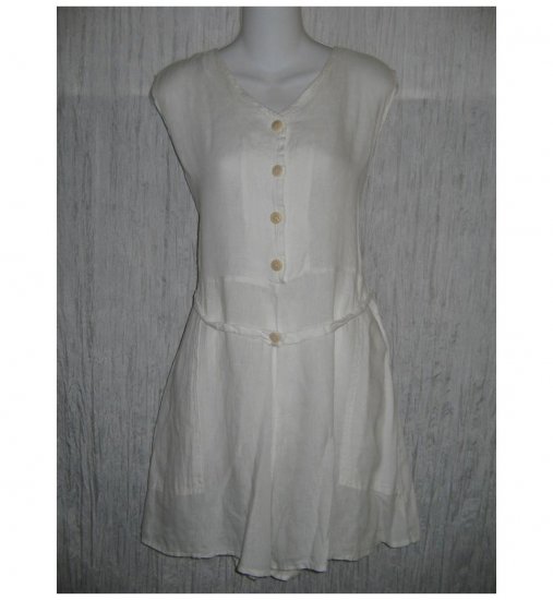 Jeanne Engelhart FLAX White Linen Shorts Shirt Romper Outfit Small S