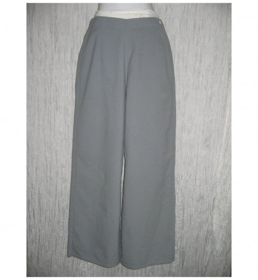 FLAX Blue Gray Textured Cotton Floods Pants Jeanne Engelhart Small S