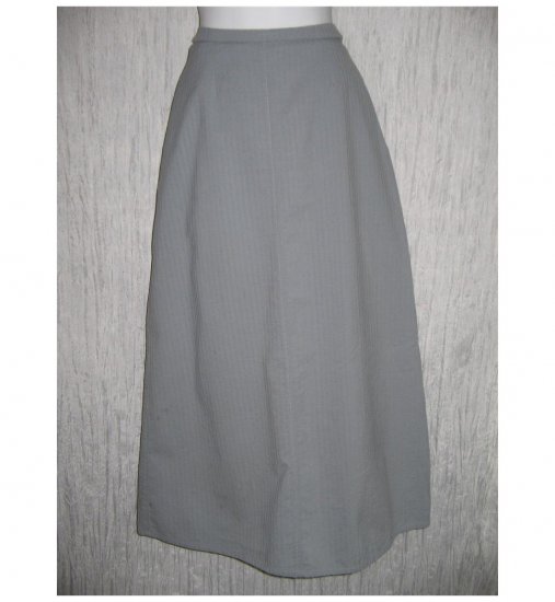 FLAX Long Full Blue Gray Textured Cotton Skirt Jeanne Engelhart Small S