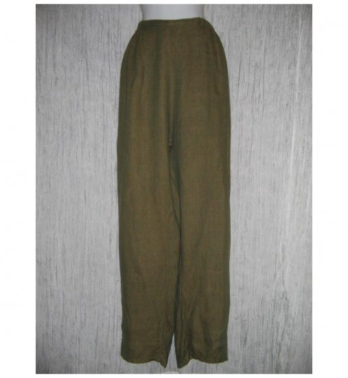 Jeanne Engelhart FLAX Earthy Green Linen Pants 2G