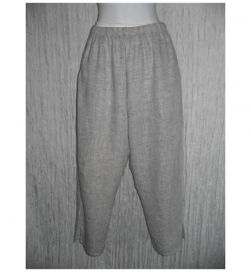 FLAX by Jeanne Engelhart Gray LINEN Capri Pants Large L