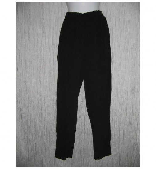 R-Clan Jeanne Engelhart FLAX Black Textured Rayon Pants Small S