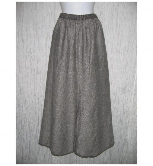 Flax by Jeanne Engelhart Gray Reversible Linen A-Line Long & Full Skirt Large L