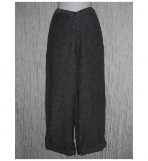 FLAX by Jeanne Engelhart Blue Linen Button Tab Pants Trousers Small S