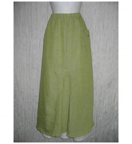 Flax by Jeanne Engelhart Green Linen Long & Full Skirt 3G