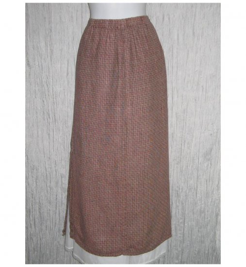 Flax by Jeanne Engelhart Brick Red Basket Linen Skirt Medium M