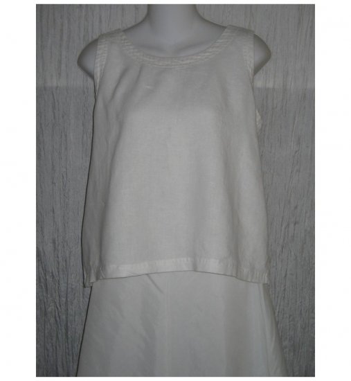 David Dart for Force One White Linen Tank Top Shirt Small S