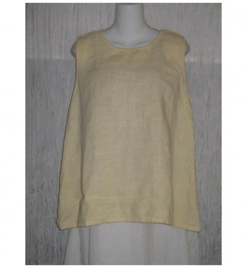 Aly Wear Long A-Line Yellow Linen Tank Top Shirt Small S
