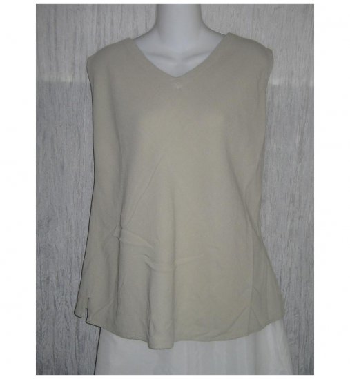 Cut Loose Beige Textured Rayon Tank Top Shirt Medium M