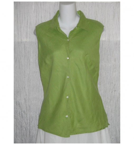 GAP Green Bias Cut Linen Collared Tank Top Shirt Small S