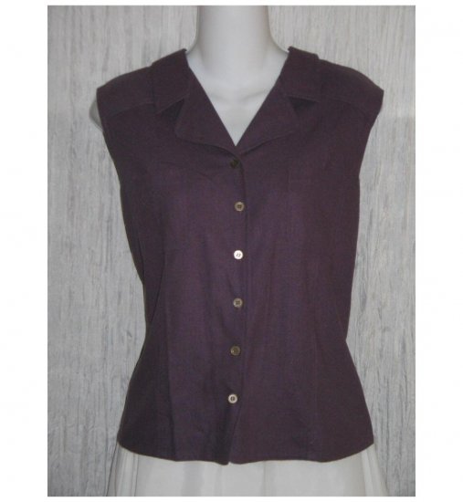Anna and Frank Purple Silk Collared Tank Top Shirt X-Large XL