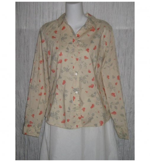 Gap Pale Floral Shapely Cotton Button Shirt Top Large L