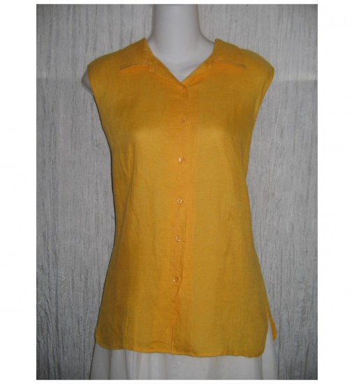 Richard Malcolm Orange Irish Linen Collared Tank Top Shirt 14