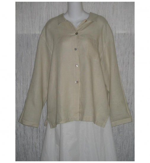 Gerties Taupe Linen Button Shirt Tunic Top X-Large XL
