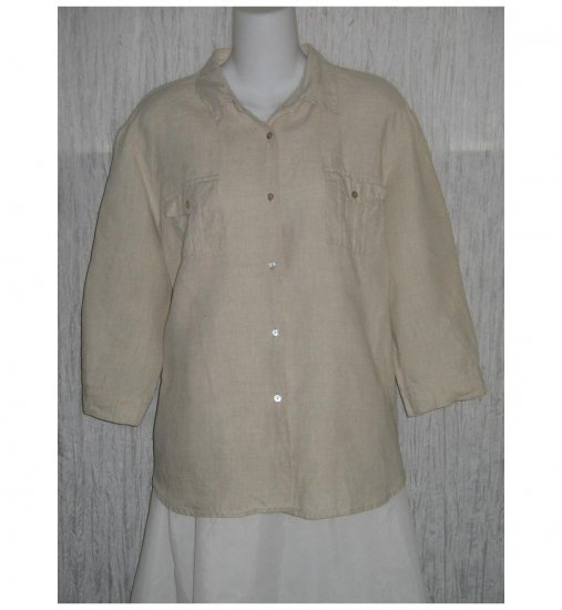 Edward Natural Irish Linen Button Shirt Tunic Top X-Large XL