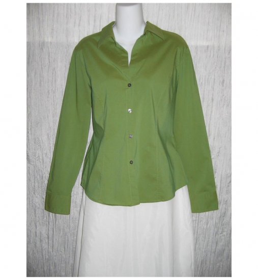 NEW YORK COMPANY Shapely Green Button Shirt Top Large L