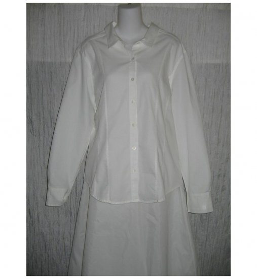 Out of the Blue J. Jill Shapely White Cotton Button Shirt Tunic Top X-Large XL