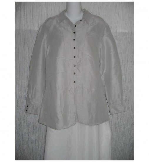 J. Jill Lavender Gray Silk & Linen Skirted Button Shirt Tunic Top Small S