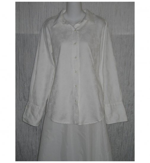 Whitewash Cotton Button Shirt Tunic Top Large L
