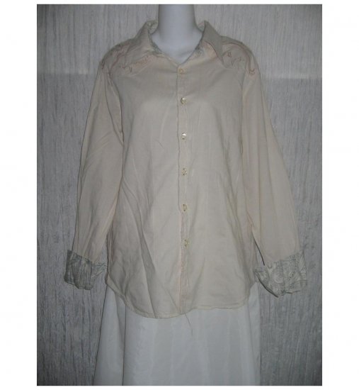 CARBON Beige Cotton Button Shirt Tunic Top Large L