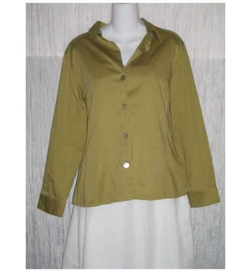 Chico's Green Cotton Button Shirt Tunic Top Size 2 M