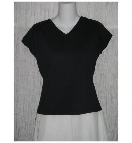 SOLITAIRE Cute Simple Black Cotton Tee Shirt Large L